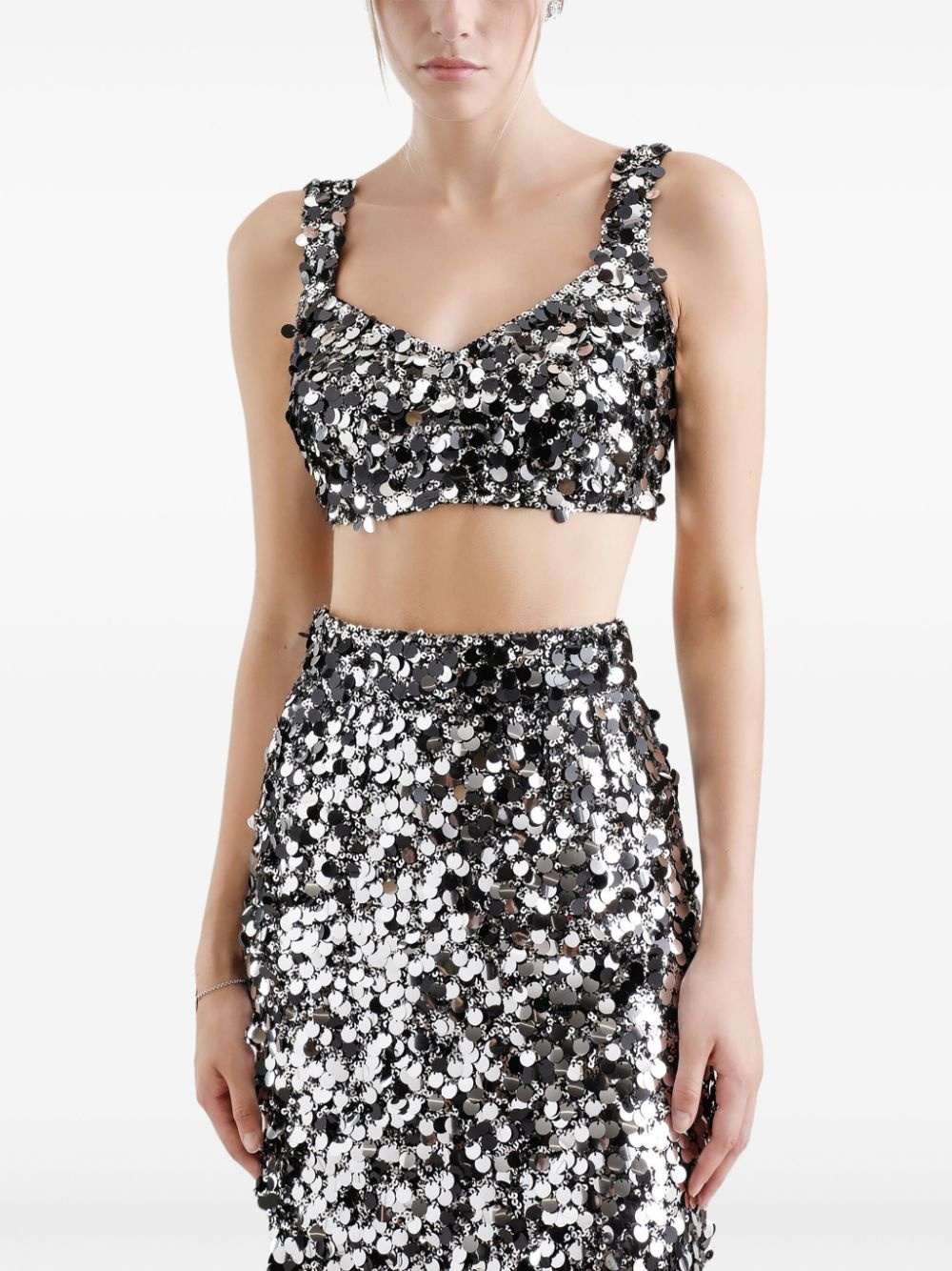 sequin-embellished cropped top - 4