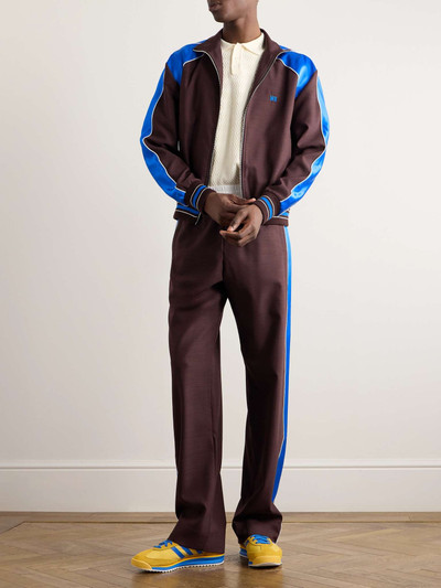 WALES BONNER Courage Straight-Leg Logo-Embroidered Shell and Satin-Trimmed Wool Track Pants outlook