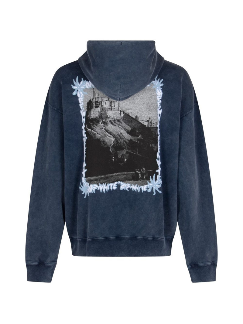 Off-White acid-wash logo-print hoodie outlook