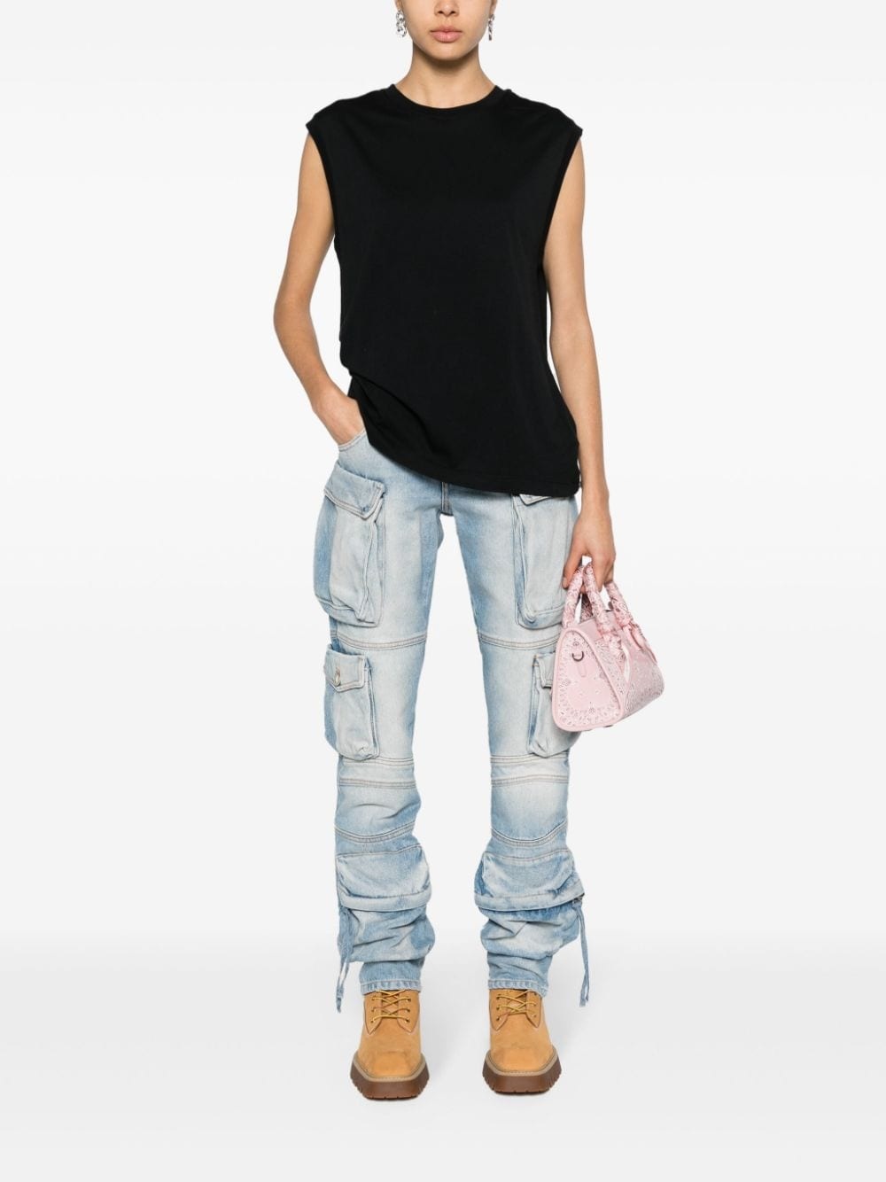 crew-neck cotton tank top - 2