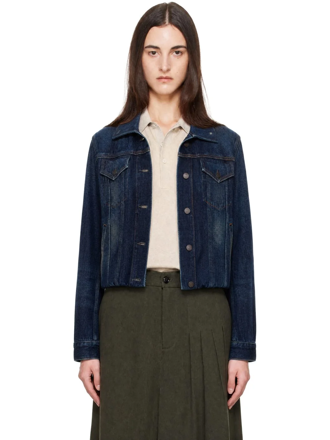 Blue Cropped Denim Jacket - 1