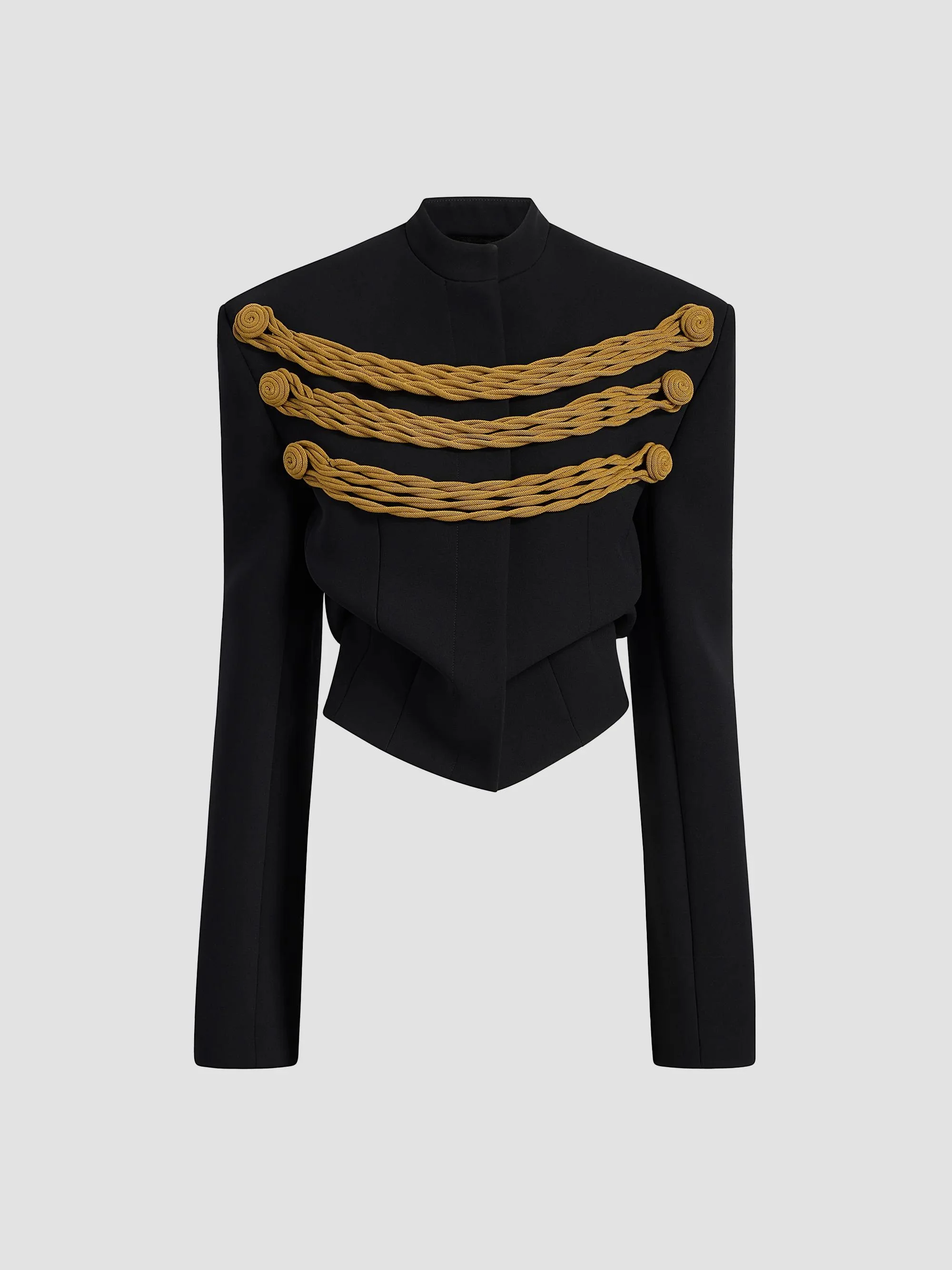 Women's York Embellished Crop Jacket - Black Gold - 1