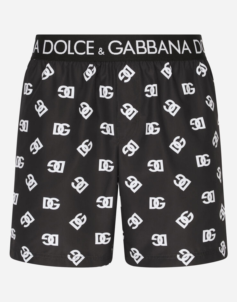 Mid-length swim trunks with all-over DG logo print 1