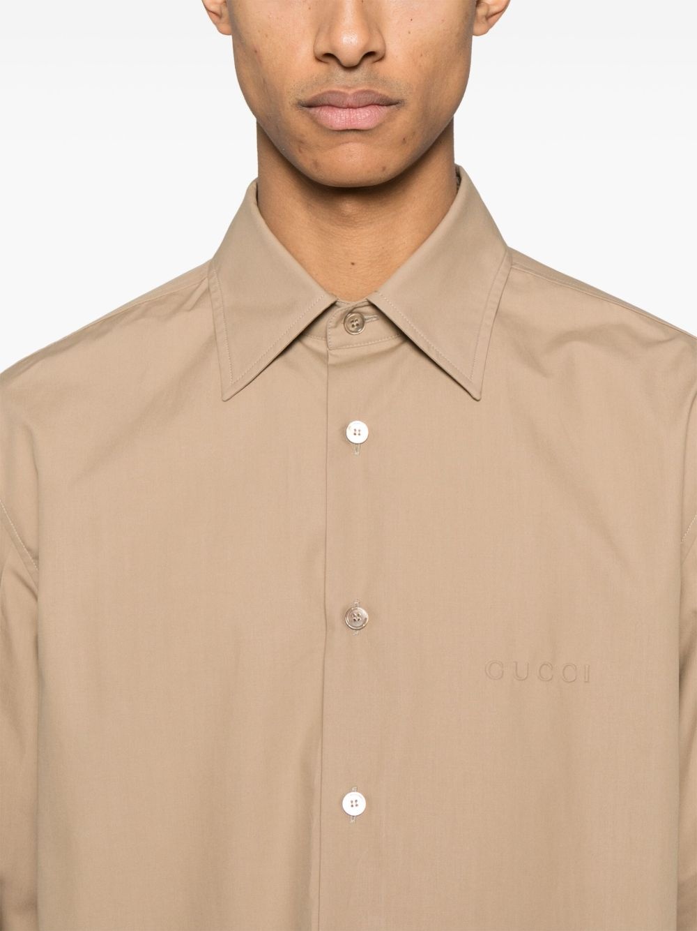 logo-embossed cotton shirt - 5