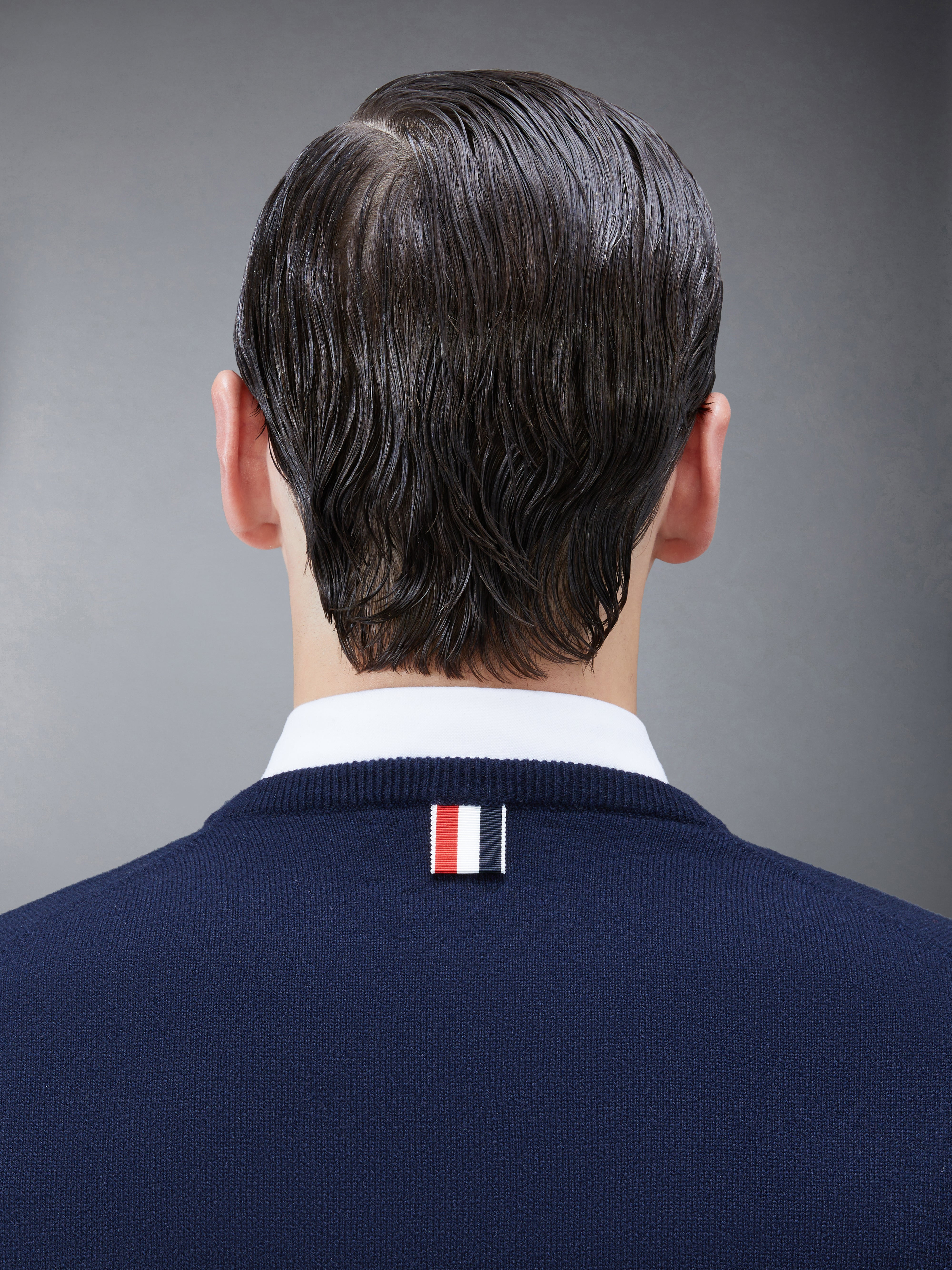 Navy Cashmere Classic 4-Bar Crewneck Cardigan - 5