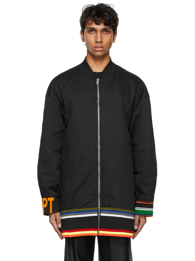 Black Sterling Ruby Edition Archive Redux Striped Trim Bomber Jacket 1