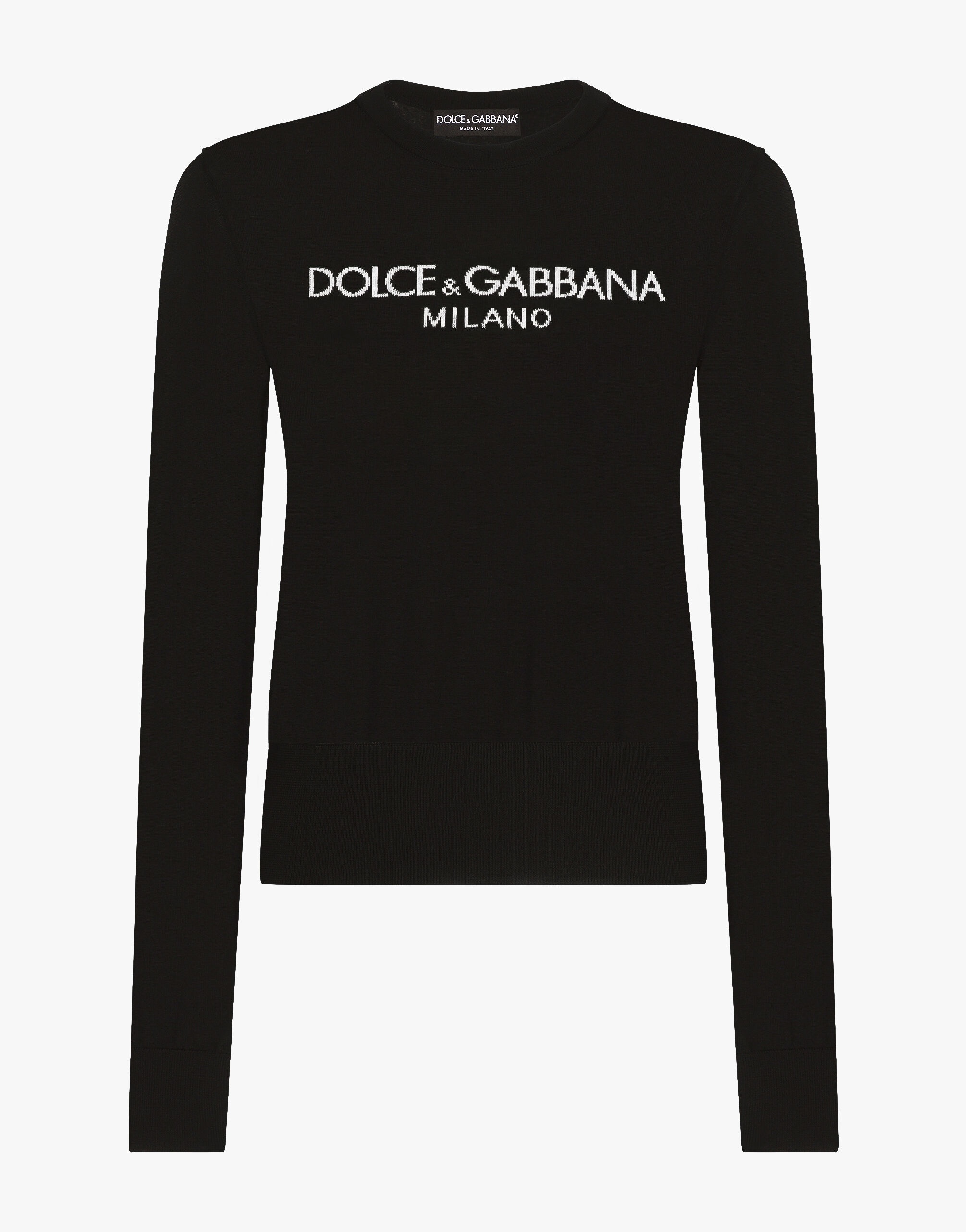 Wool sweater with Dolce&Gabbana logo inlay - 1