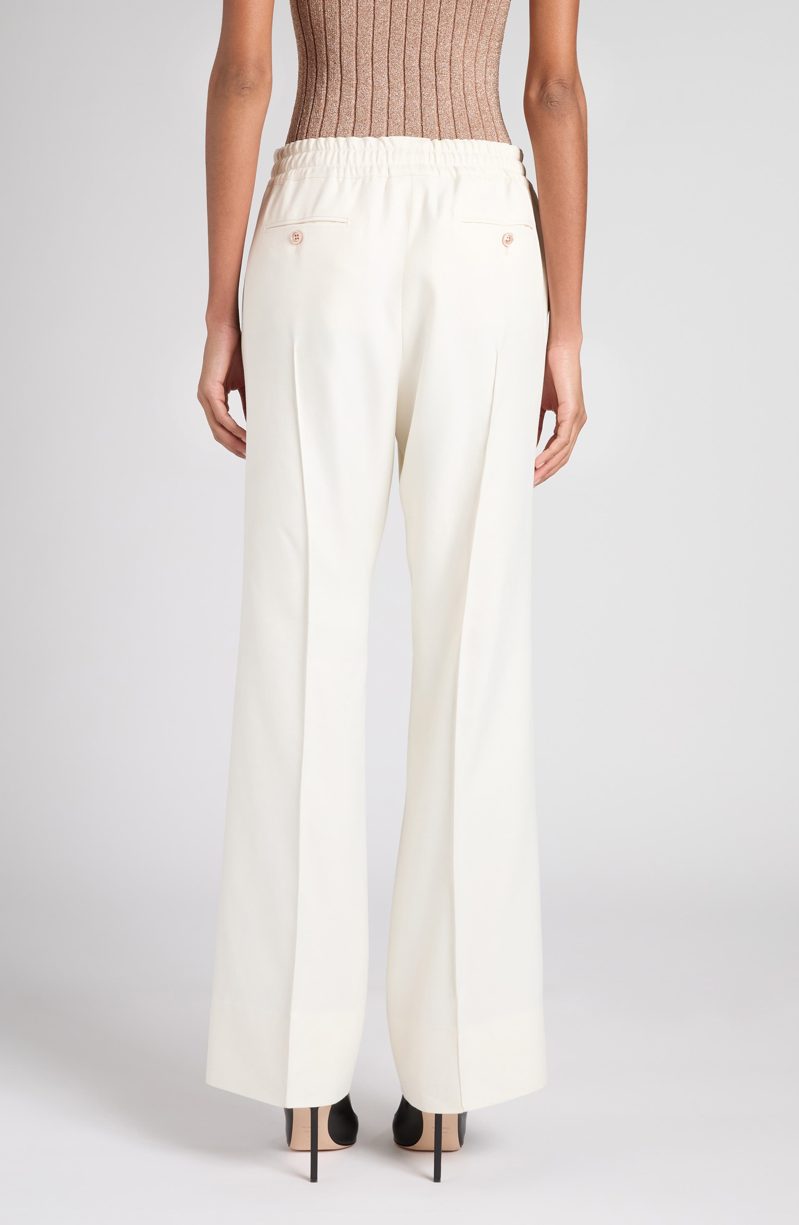 TOM FORD Tailored Viscose & Silk Twill Pants in Jb005 Cream at Nordstrom - 3