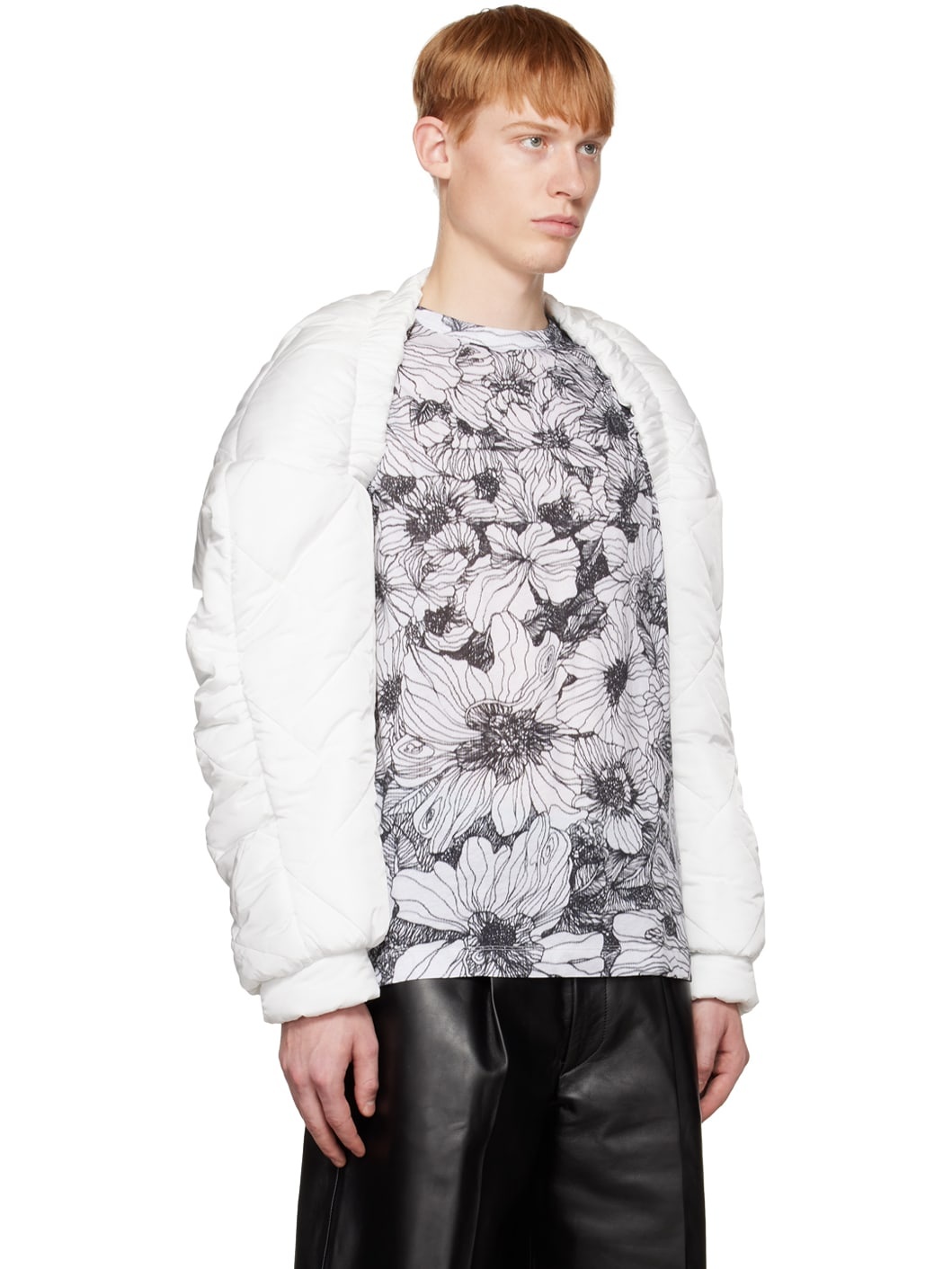 White Quilted Down Jacket - 2