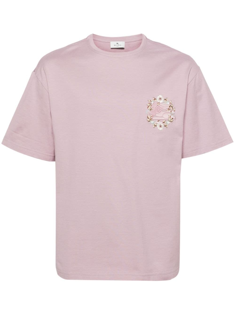 Pegaso-embroidered cotton T-shirt - 1