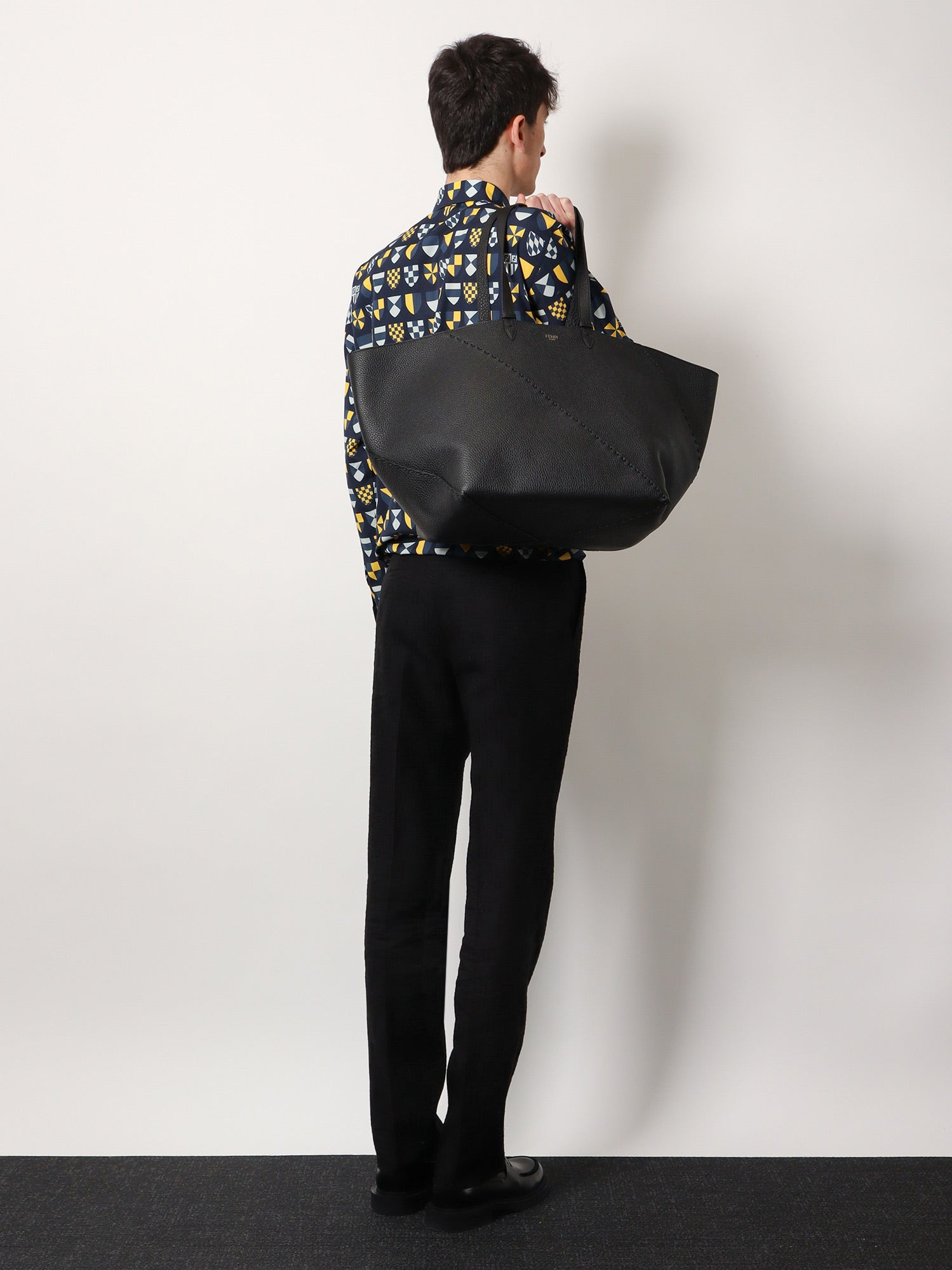 Fendi Diagonal Selleria Large Leather Shopping Bag - 2