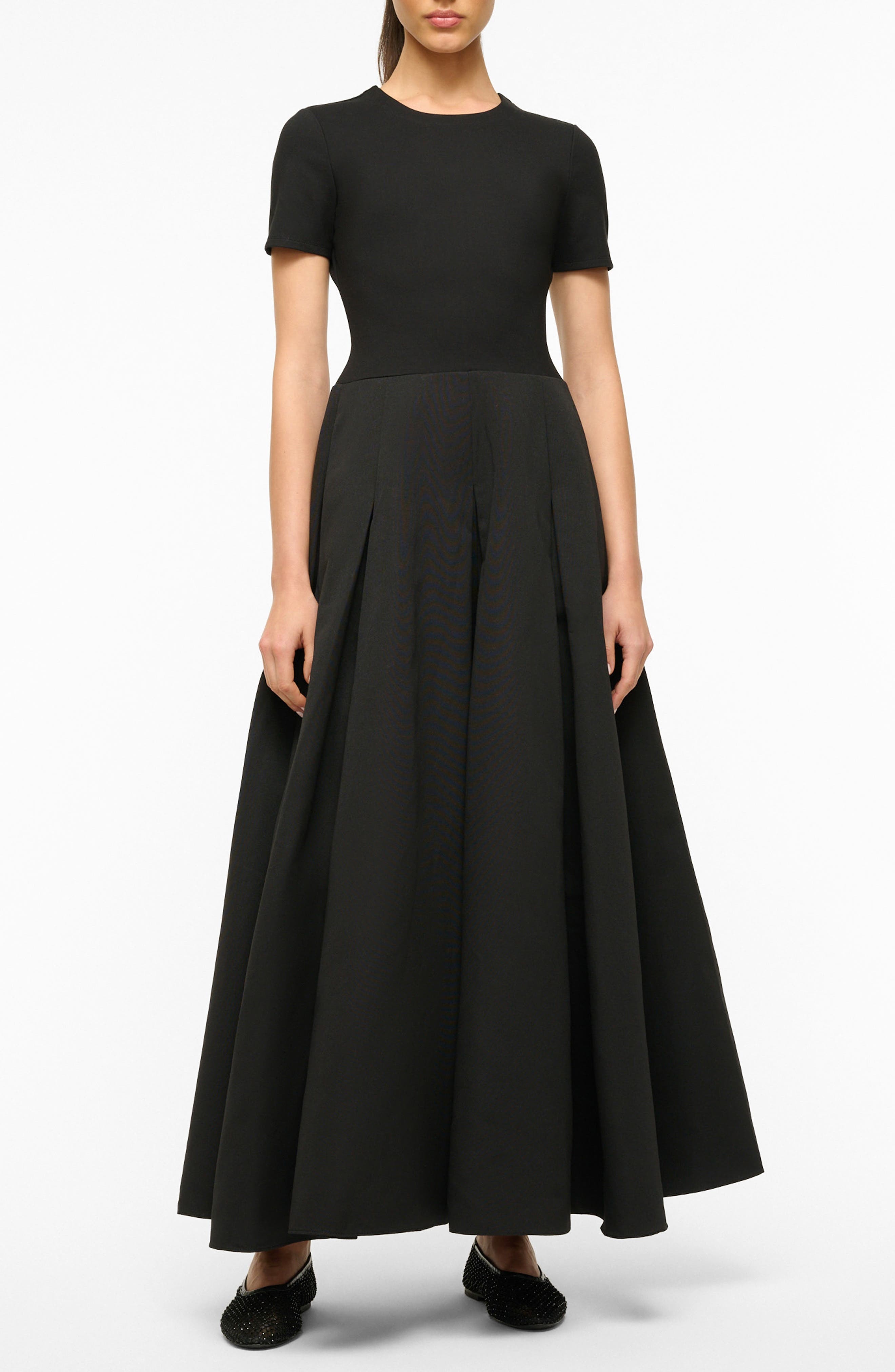 STAUD Hopper Mixed Media Gown in Black at Nordstrom - 1