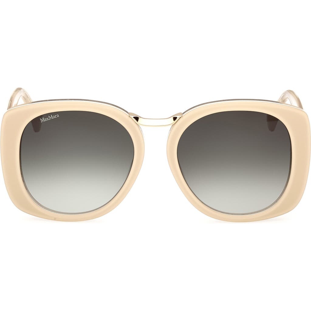 Max Mara 55mm Round Sunglasses in Ivory /Gradient Green at Nordstrom - 1