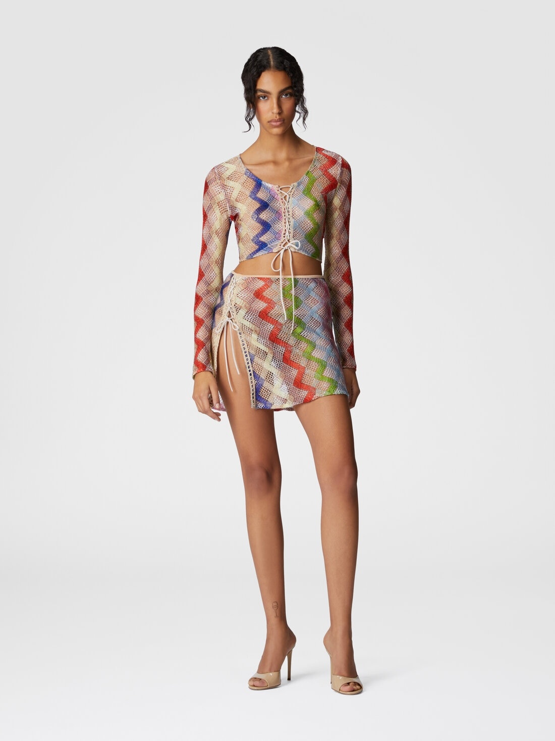 Short skirt in viscose and lamé - 2