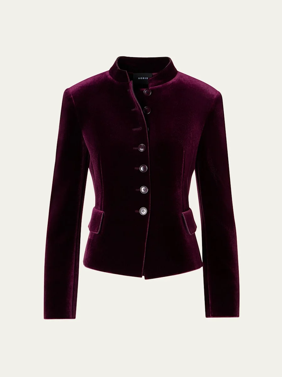 Deva Velvet Single-Breasted Fitted Jacket - 1
