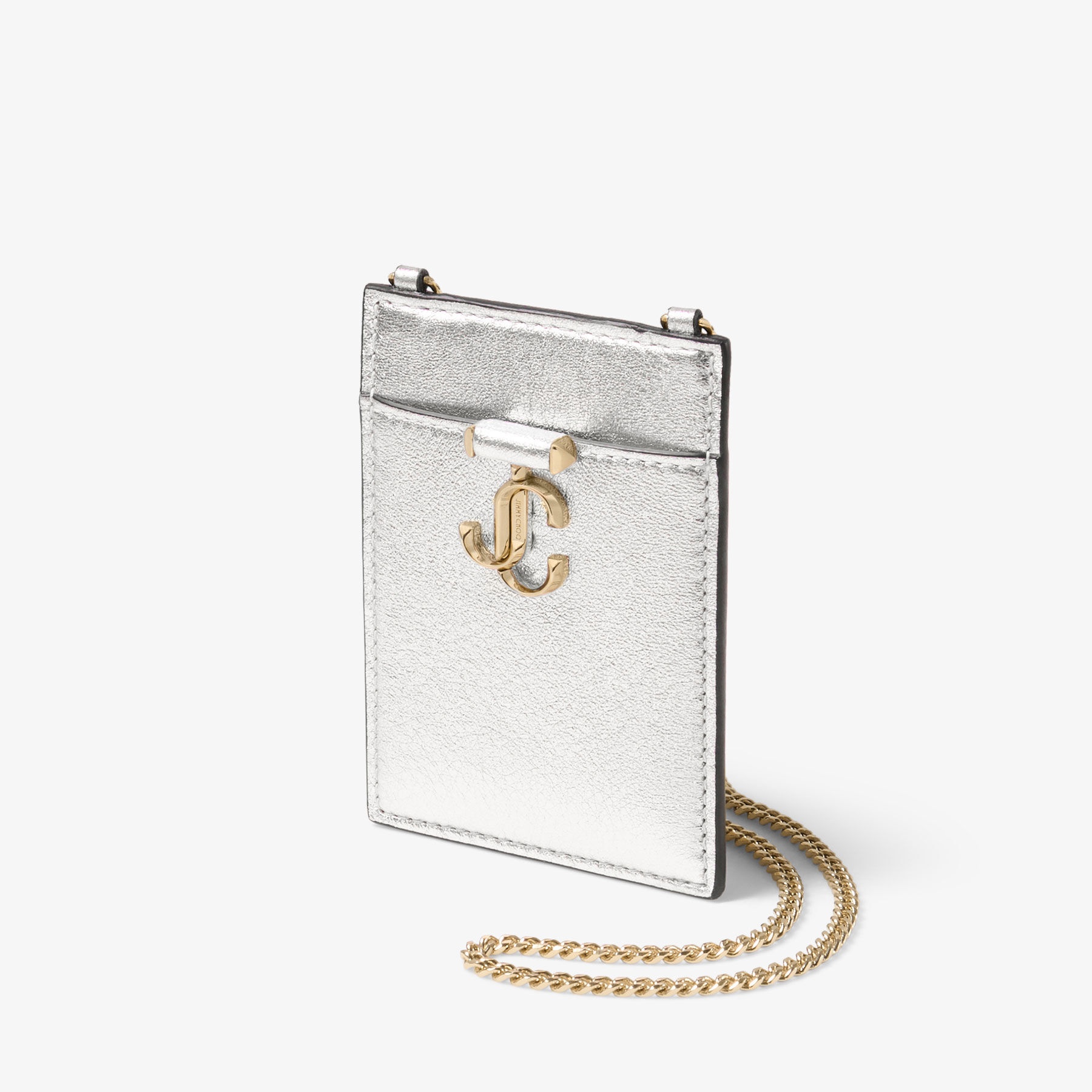 ID Holder With Chain
Silver Metallic Nappa Leather ID Holder - 2