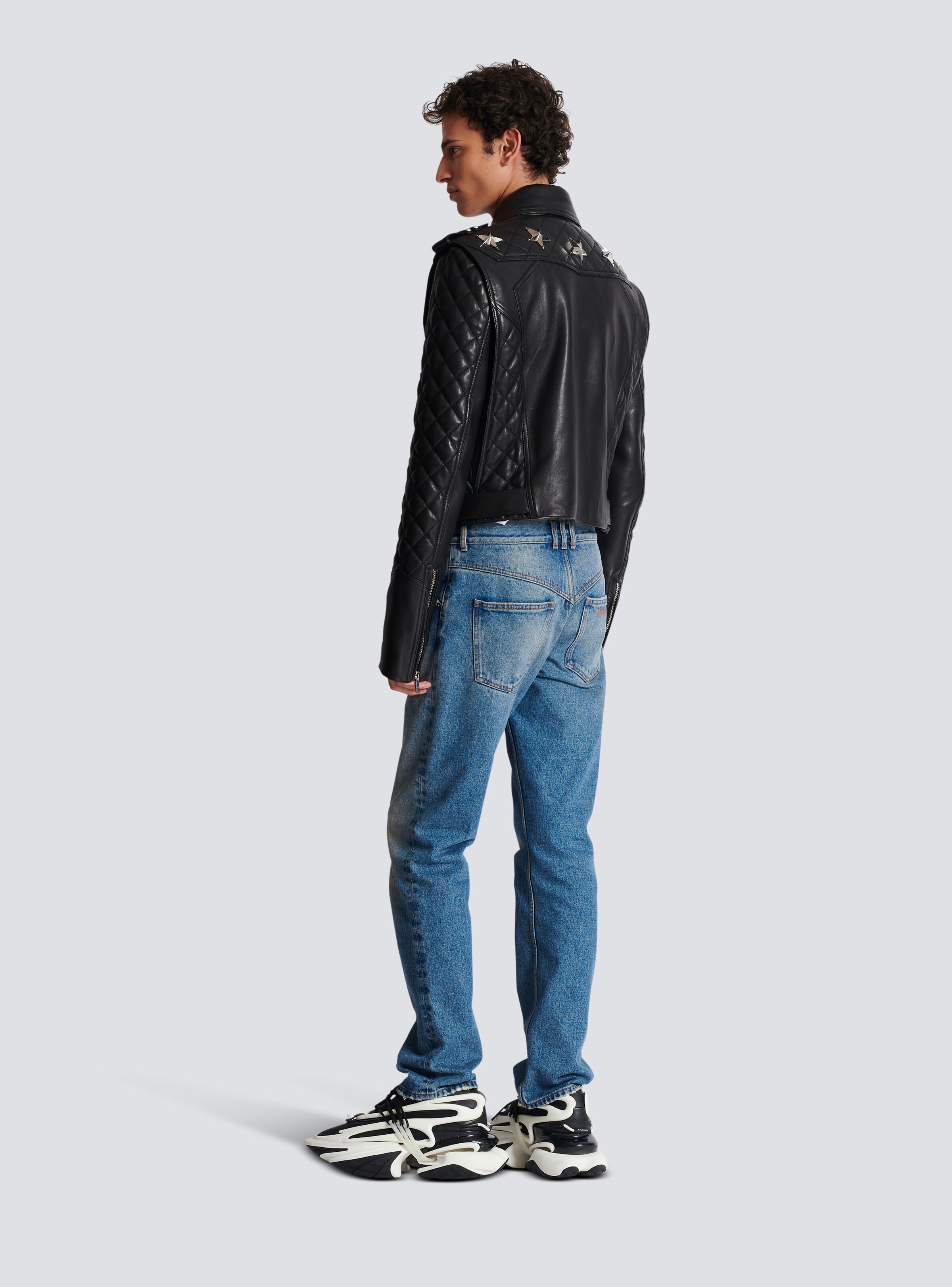 Quilted leather biker jacket - 4