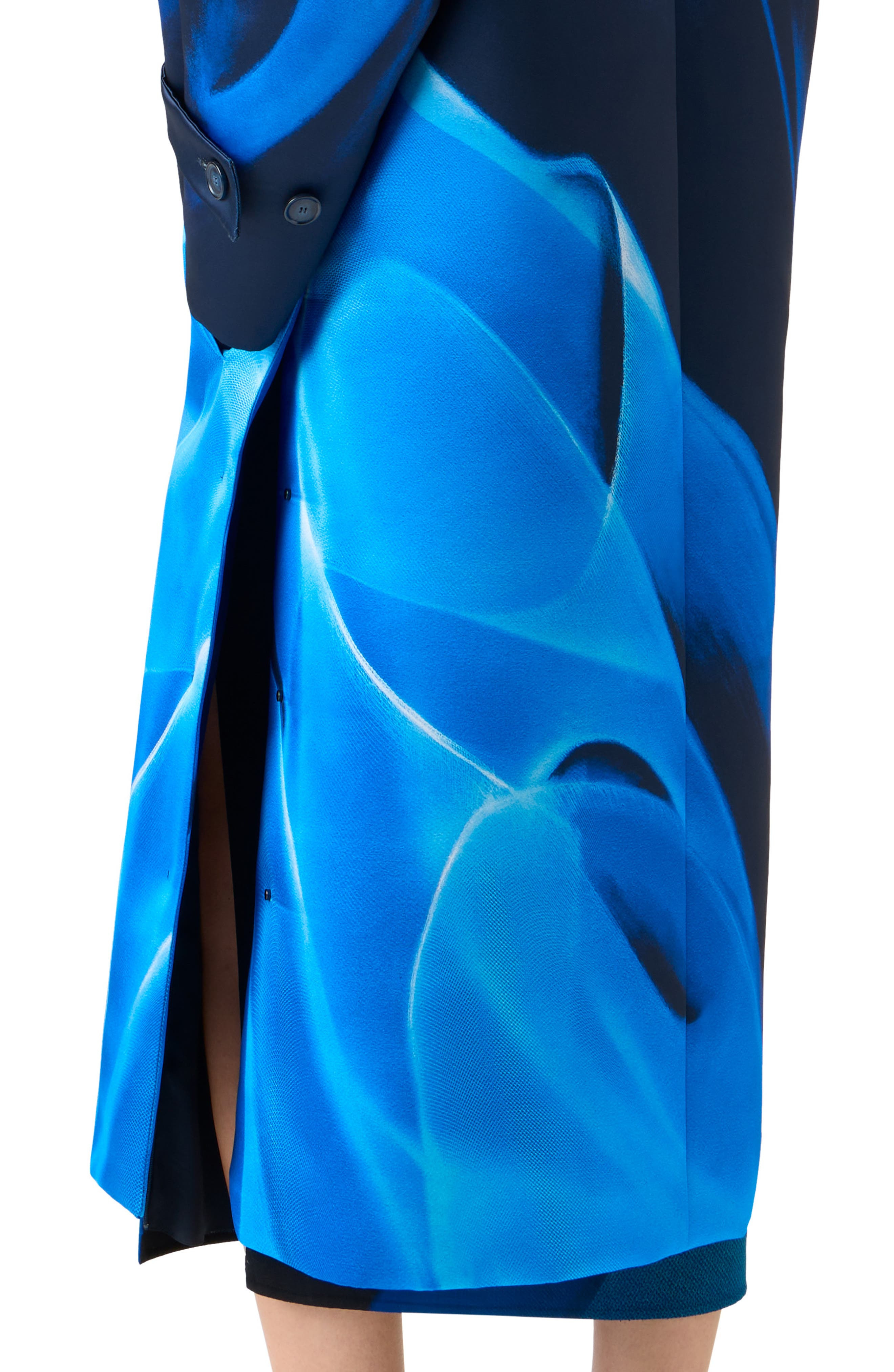 Akris Elliot Cyanotype Duchesse Satin Trench Coat in Navy-Royal at Nordstrom - 4