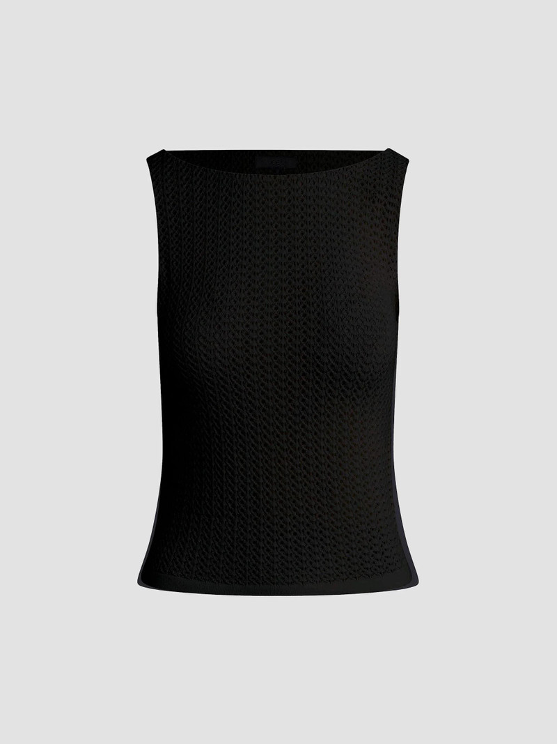 Women's Crochet Boatneck Tank - Black 1