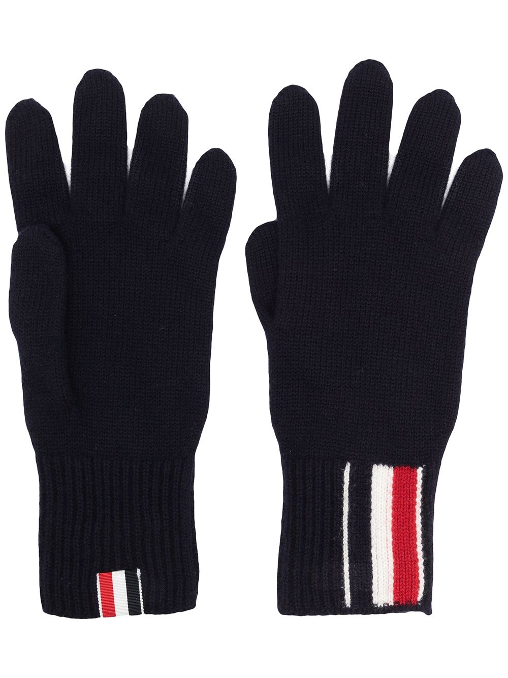 stripe detail knitted gloves - 1