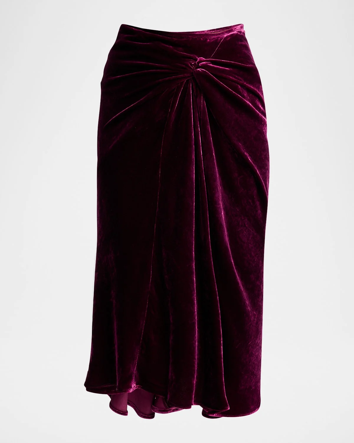 Smila Draped Velvet Midi Skirt - 1
