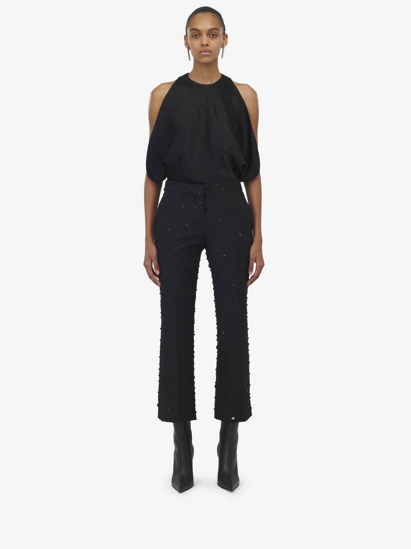Cosmic Stone Embroidery Cropped Trousers - 2