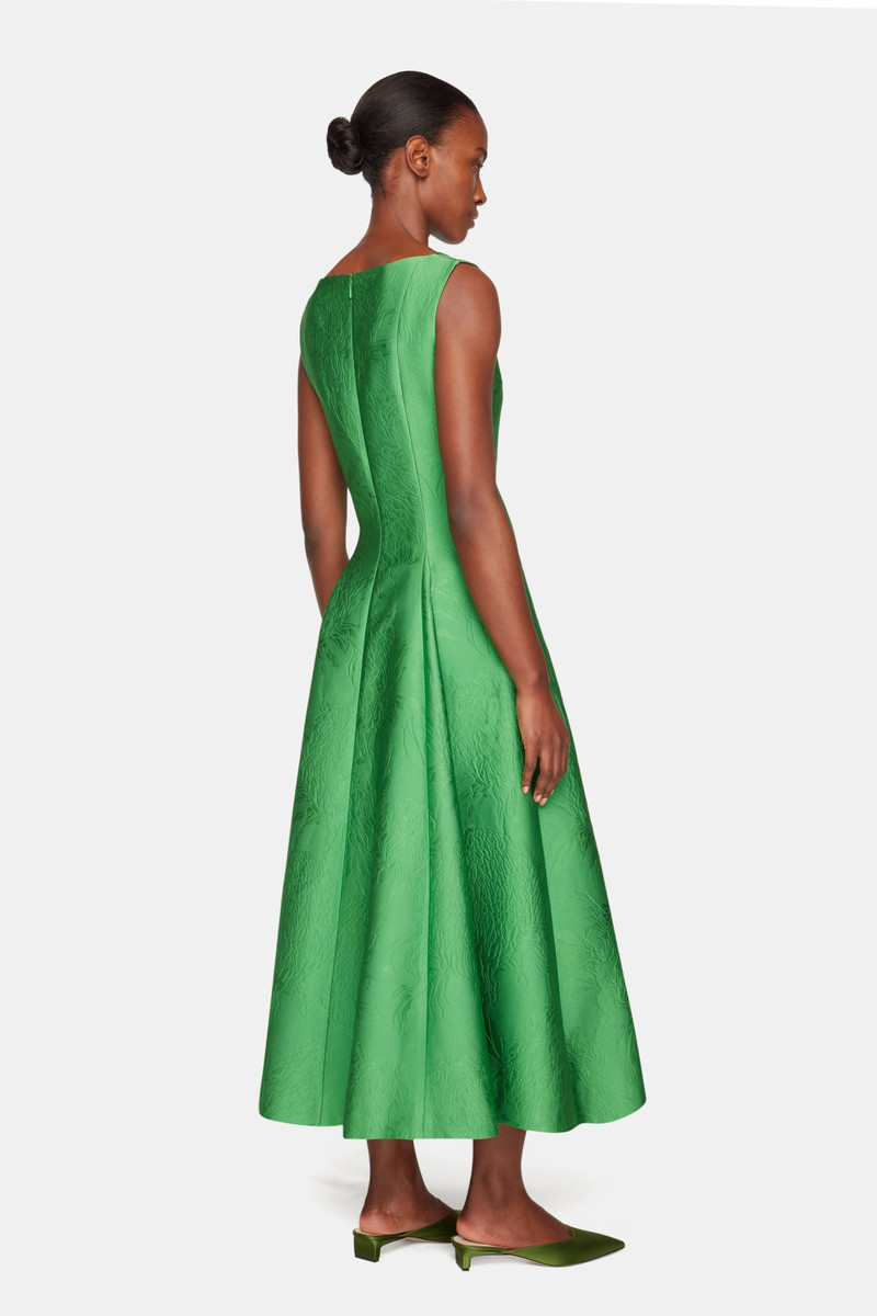 Octavie Dress In Green Embossed Cloque 4