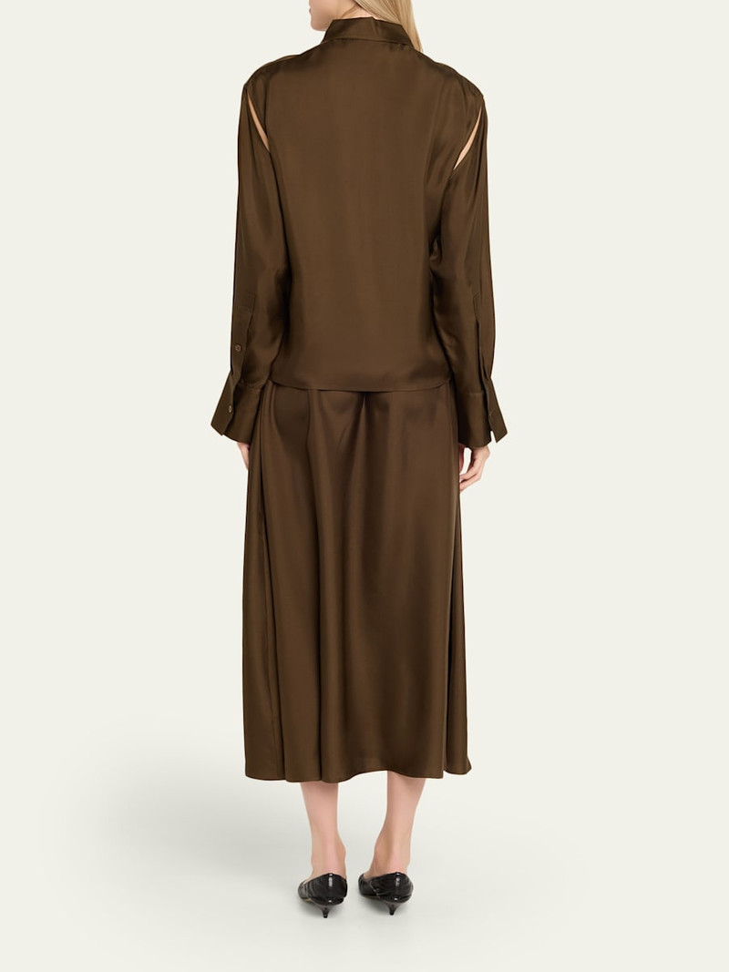Long-Sleeve Silk Shirtdress 3