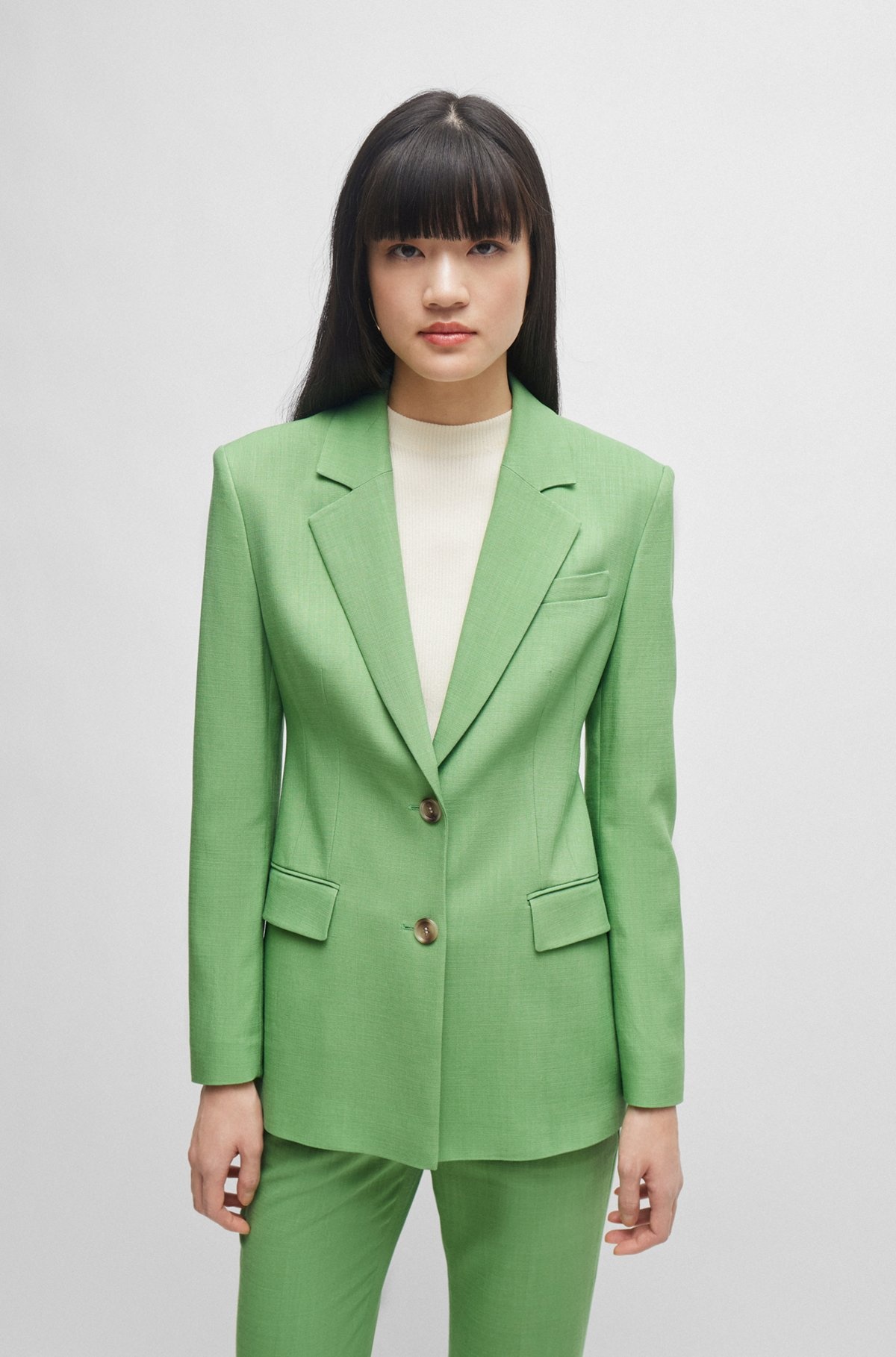SINGLE-BREASTED JACKET IN STRETCH FABRIC - 2