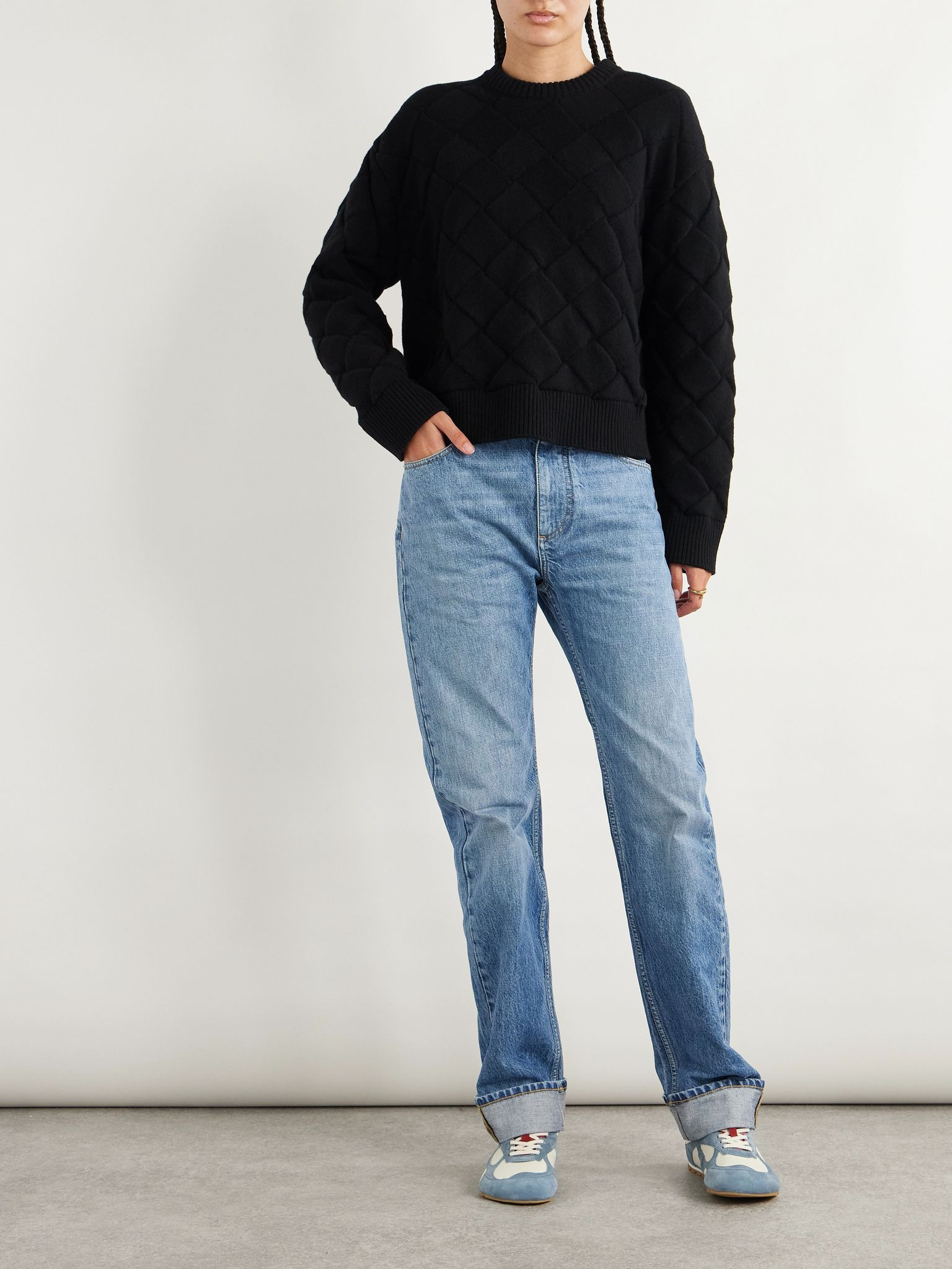 Intrecciato wool-blend sweater Black - 2