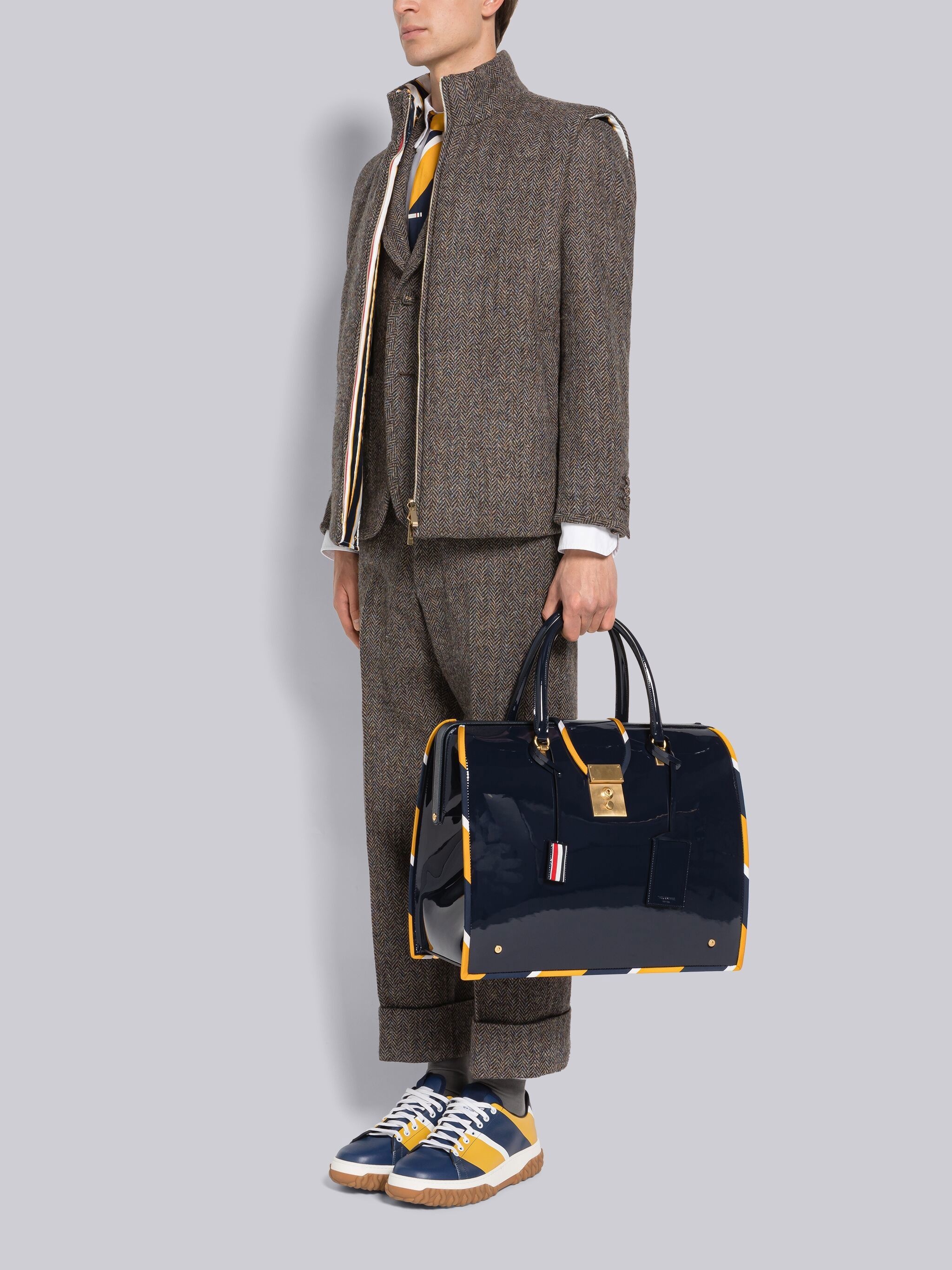 Fabric Binding Patent Leather Mr. Thom Bag - 6