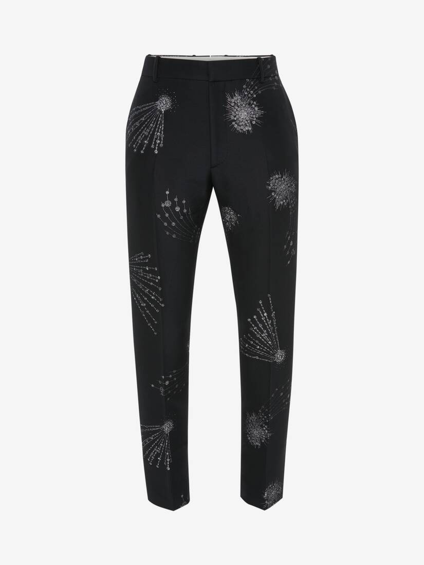 Men's Astral Jewel Jacquard Cigarette Trousers in Black/silver - 1