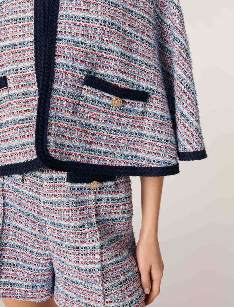 Tweed cape with contrasting trim 7