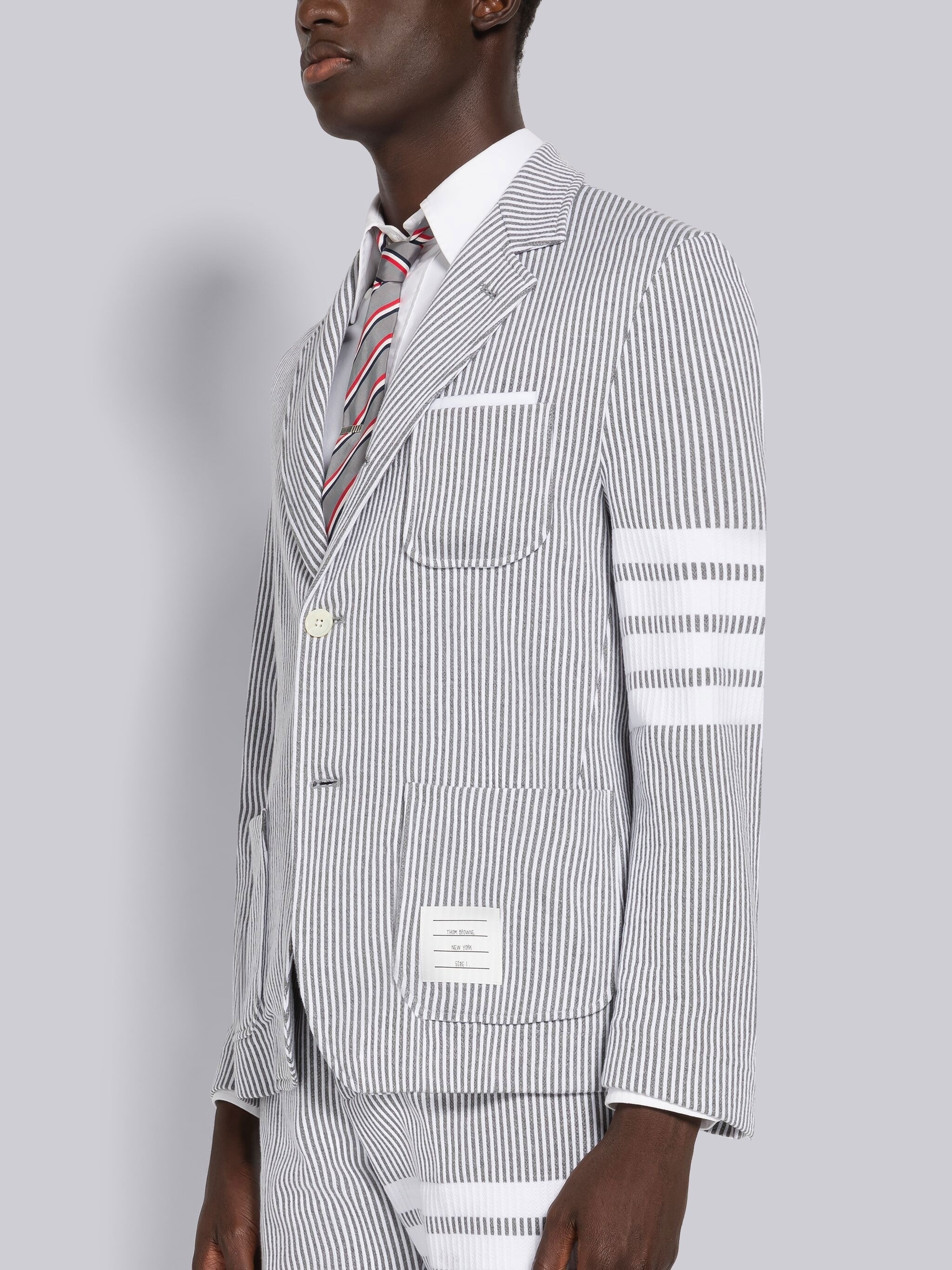 Thom Browne striped double-breasted jacket - Red