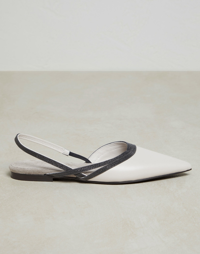 Nappa leather slingback flats with precious straps 1