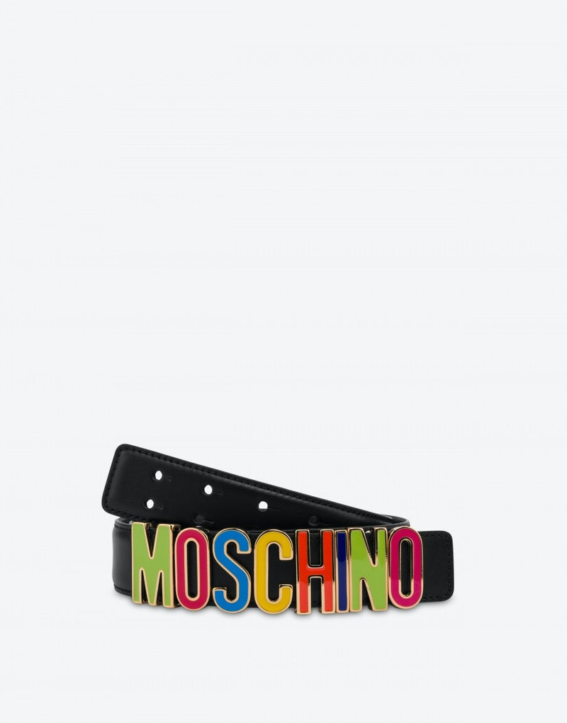MULTICOLOR LETTERING CALFSKIN BELT 3