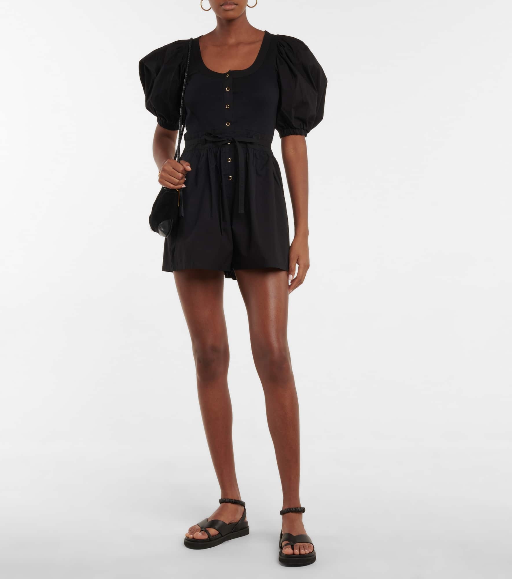 Leia cotton jersey and poplin playsuit - 2