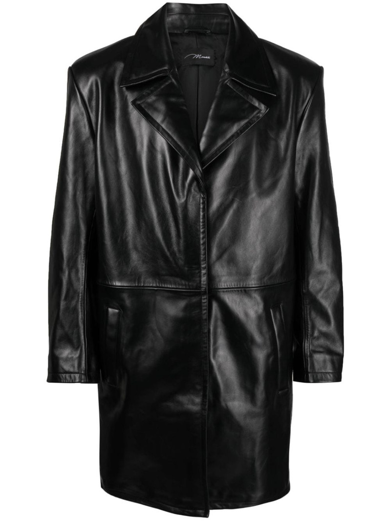single-breasted leather coat 1