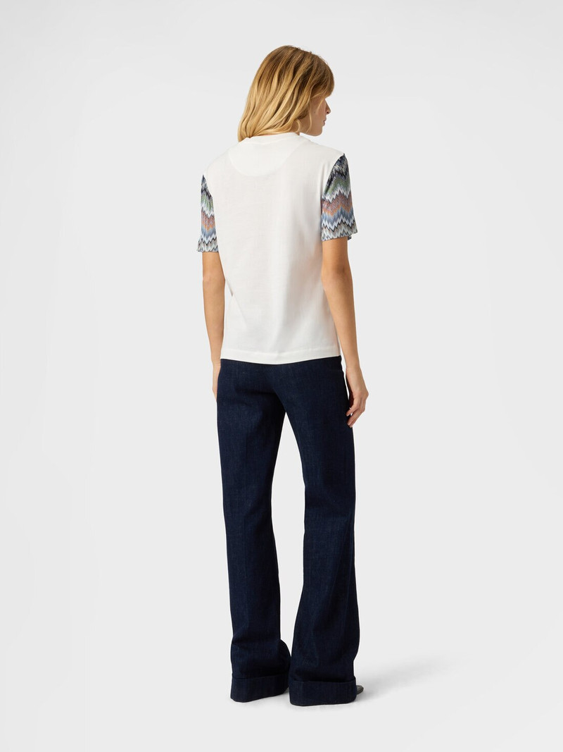 Cotton Jersey Crewneck T-Shirt with Contrast Sleeves 3