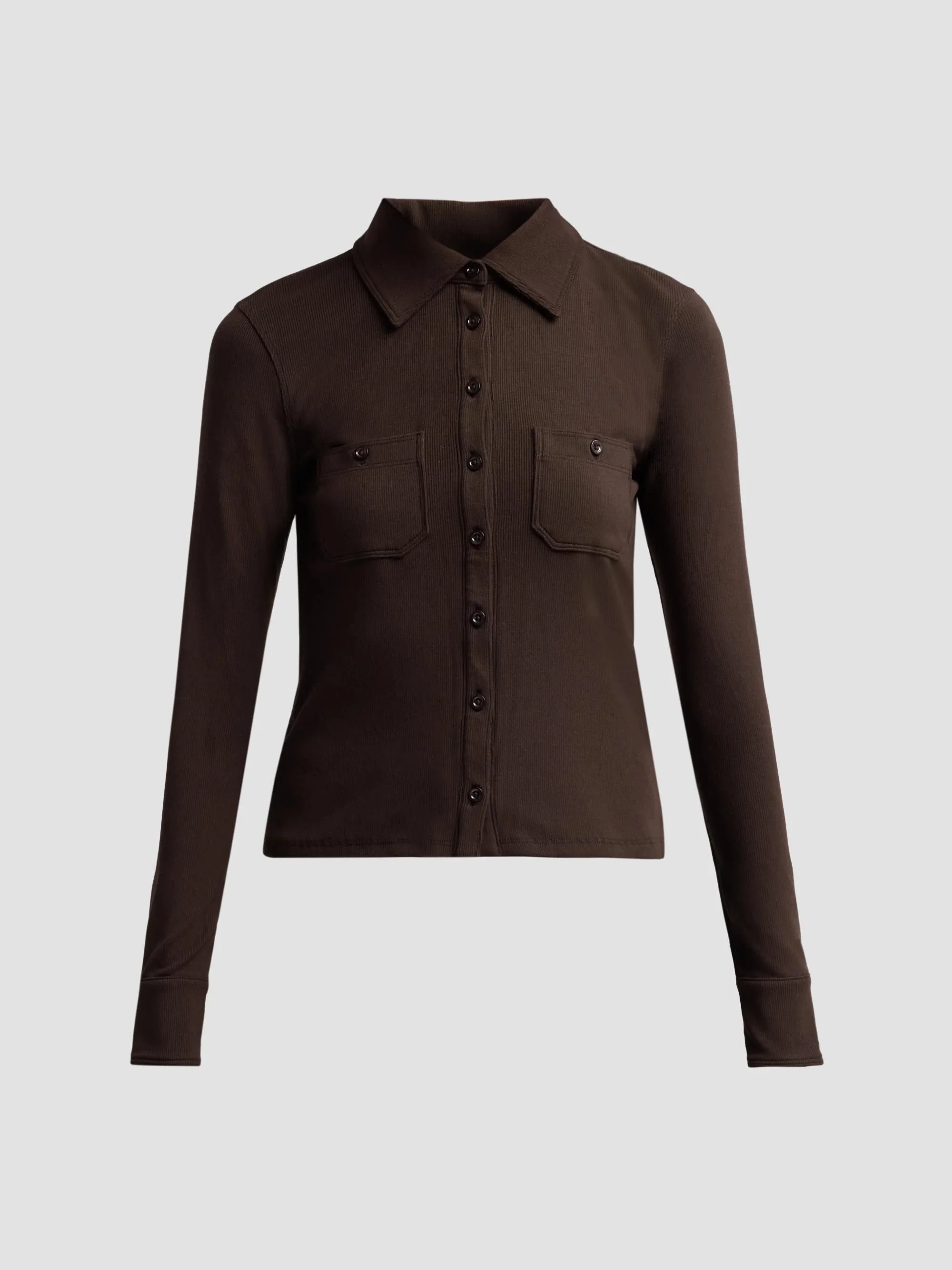 Women's The Pocket Rib-Knit Polo Shirt - Chestnut - 1