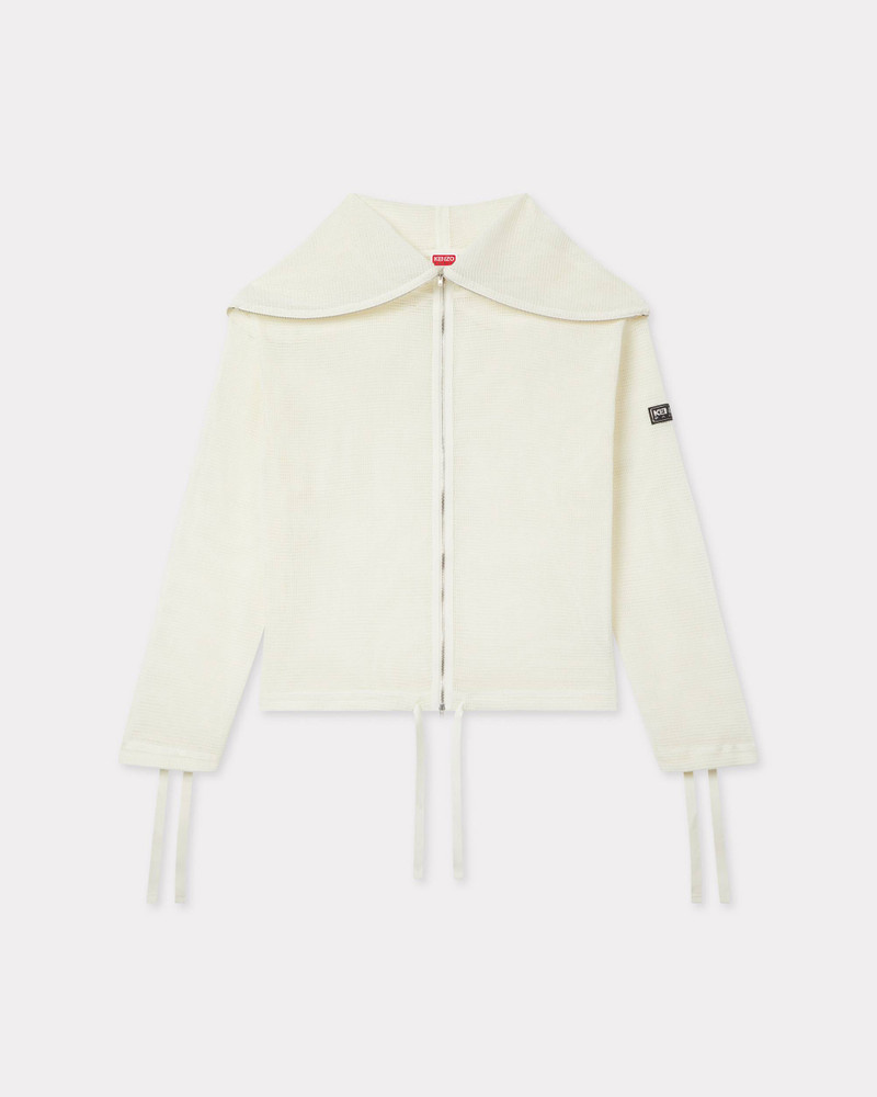 Zip-up hooded sweatshirt in mesh 1