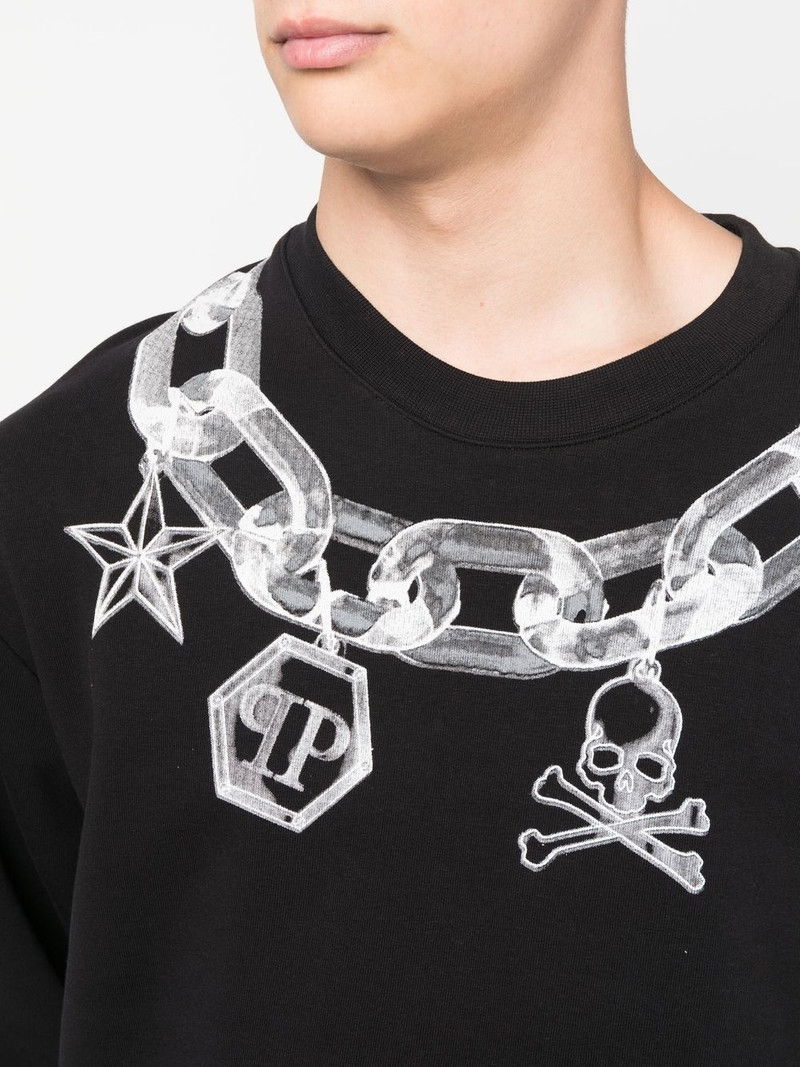 chain link-print crew neck sweater 5