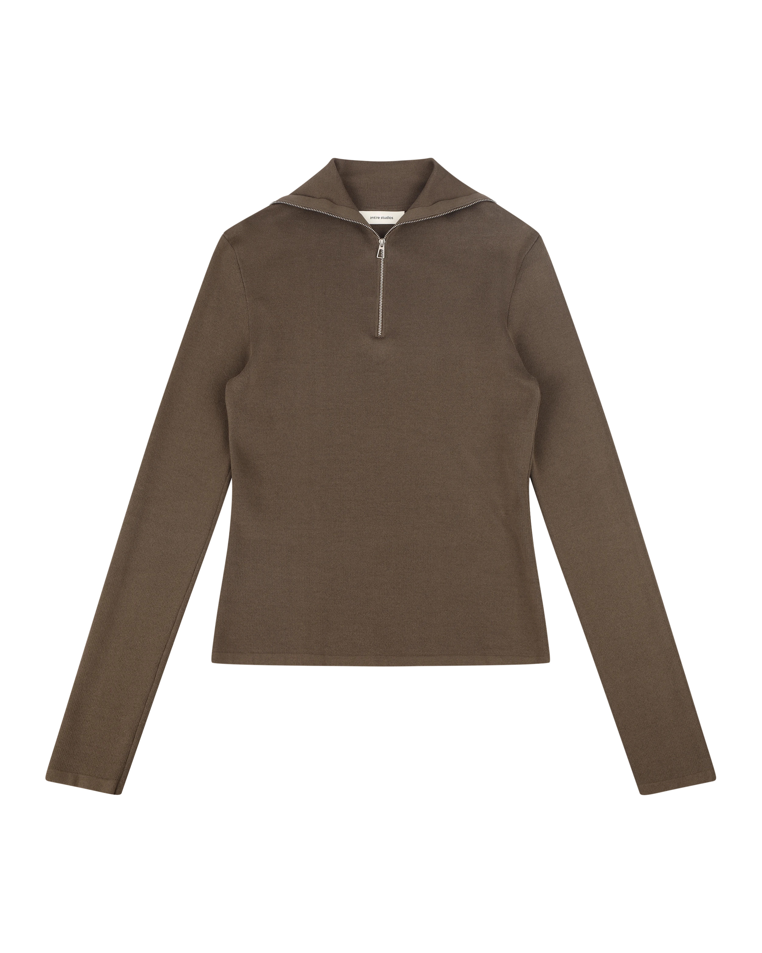 ZIP UP TURTLENECK SLIM BROWN - 3