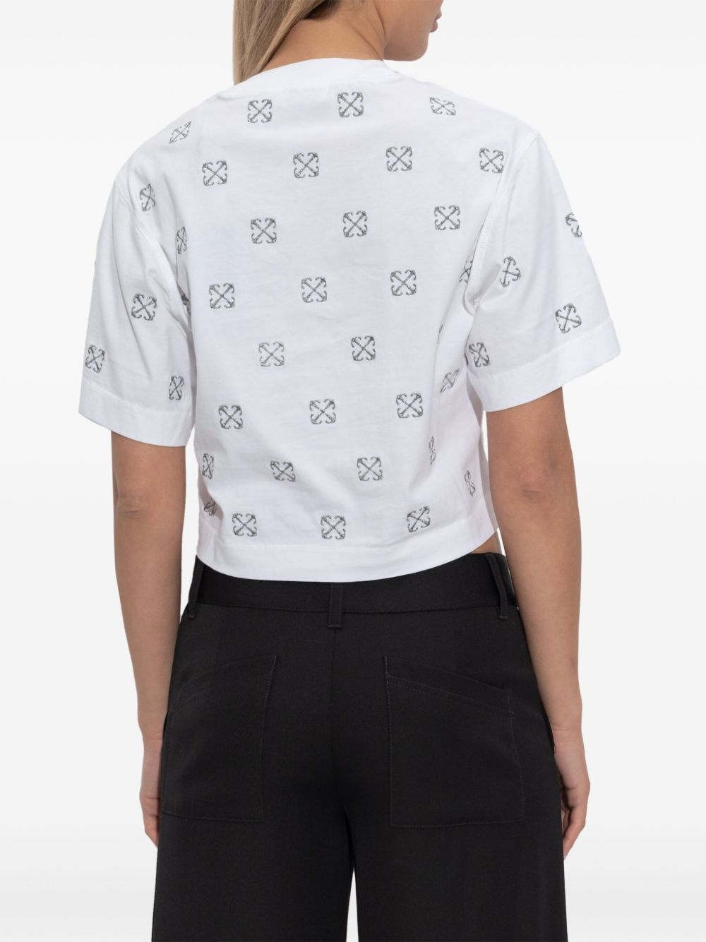 monogram-embroidered cropped t-shirt - 4