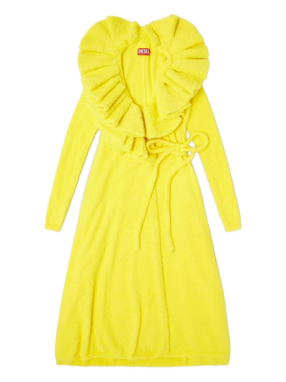 Fluffy ruffled-neck midi dress - 1