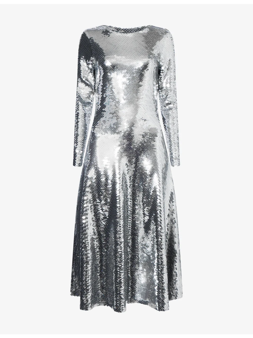 Sequin Flared Woven Midi Dress - 1