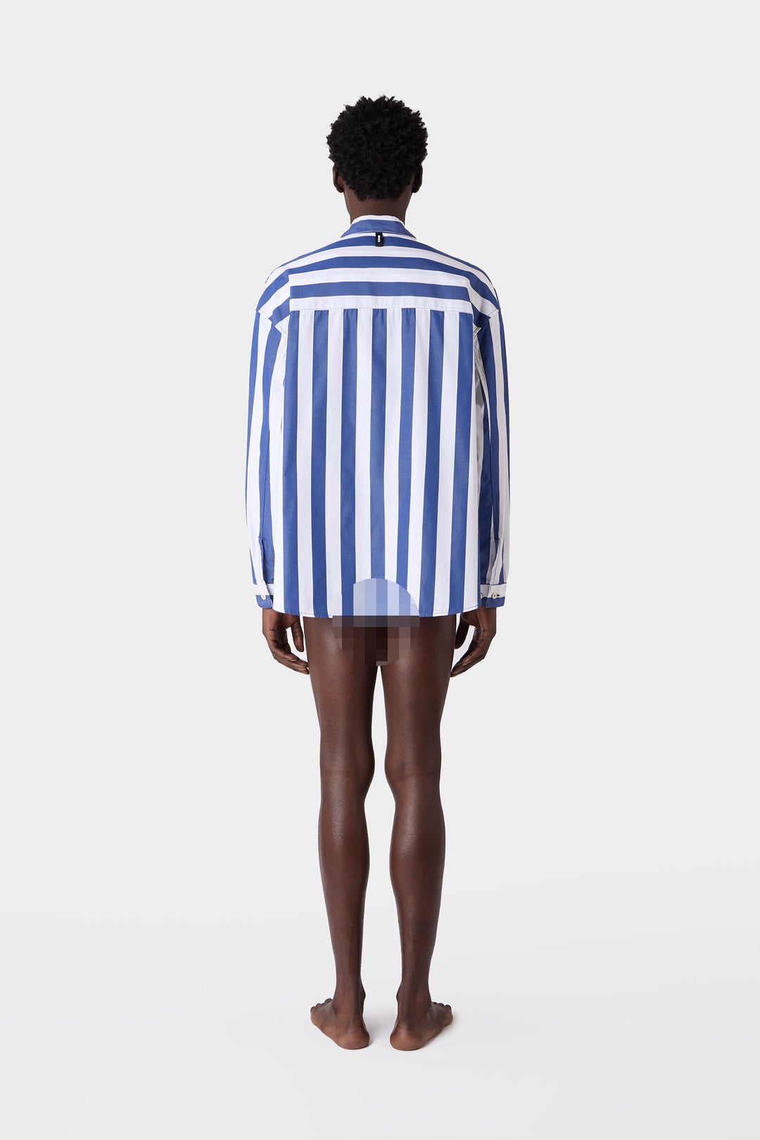 OVER SHIRT / dark blue & white stripes - 6