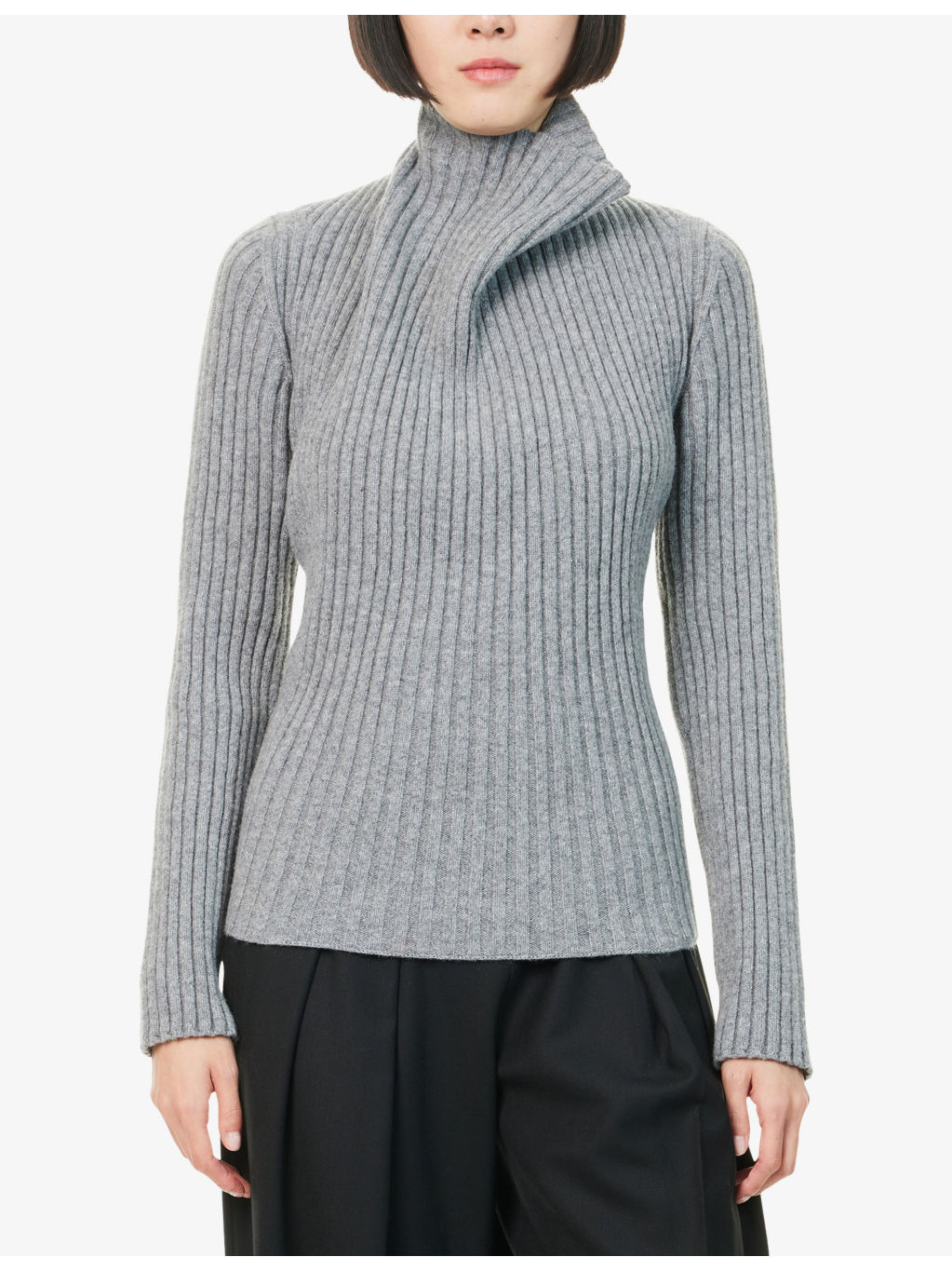 Cowl-Neck Ribbed Wool-Blend Jumper - 3