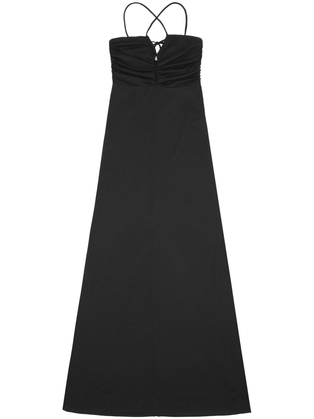 crossover-strap gathered maxi dress - 1