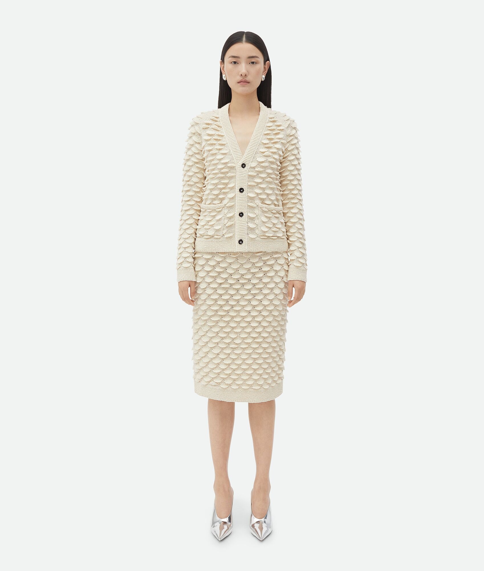 Fish Scale Wool Cardigan - 4